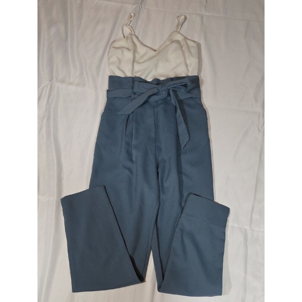 Windsor Blue And White Jumpsuit Size Small Zipper On Side